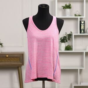 Vineyard Vines Sporty Chic Athleisure Performance Tank Pink & White Stripes- M